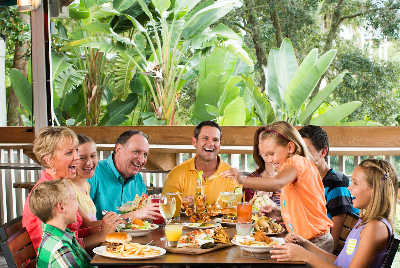 People eat at the table